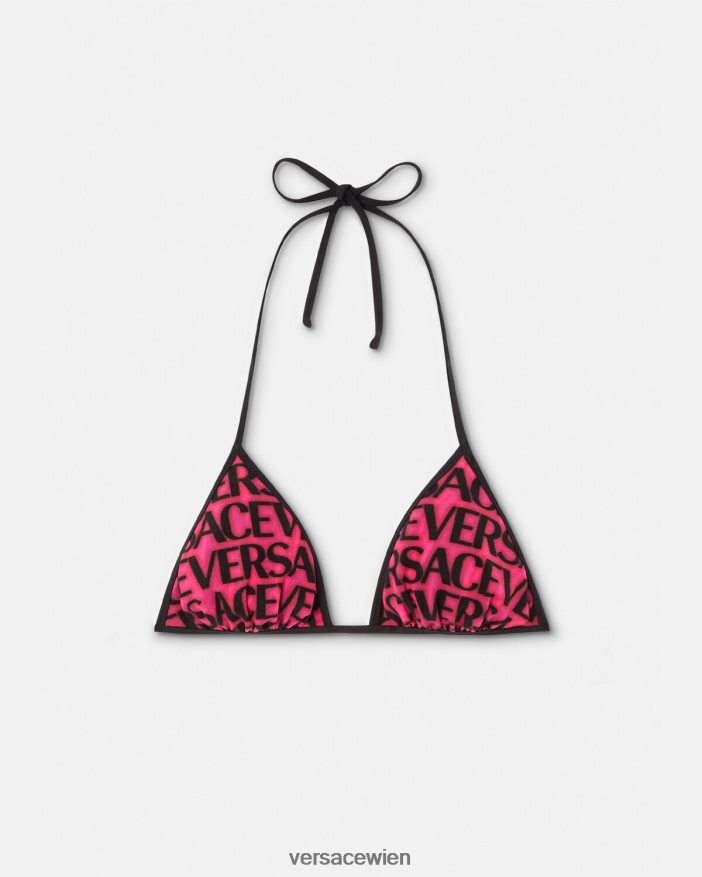 Fuchsia  Druck Wende-Allover-Bikinioberteil Versace Frauen Unterwäsche und Strandbekleidung 8N4XJD1165
