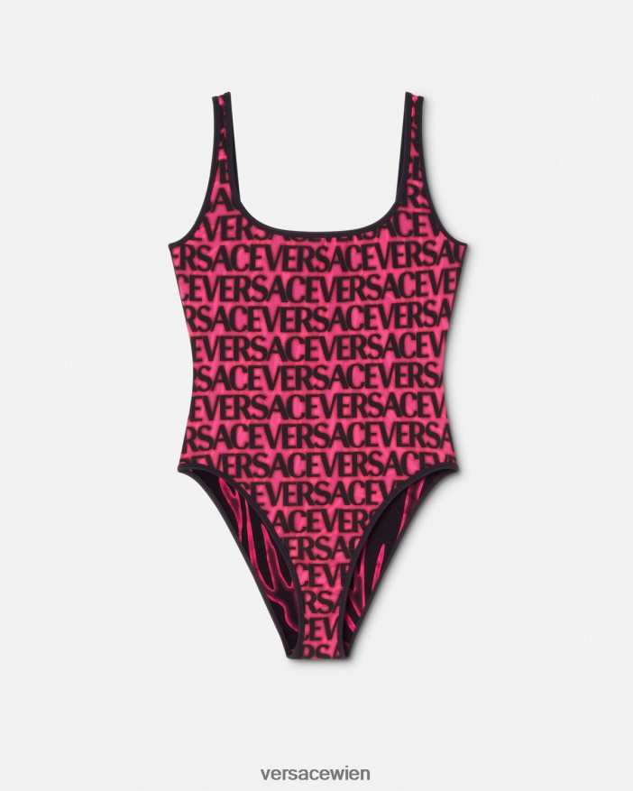 Fuchsia  Druck wendbarer Allover-Badeanzug Versace Frauen Unterwäsche und Strandbekleidung 8N4XJD1170