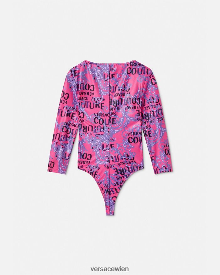 Fuchsie Couture-Body mit Logo Versace Frauen Kleidung 8N4XJD2212
