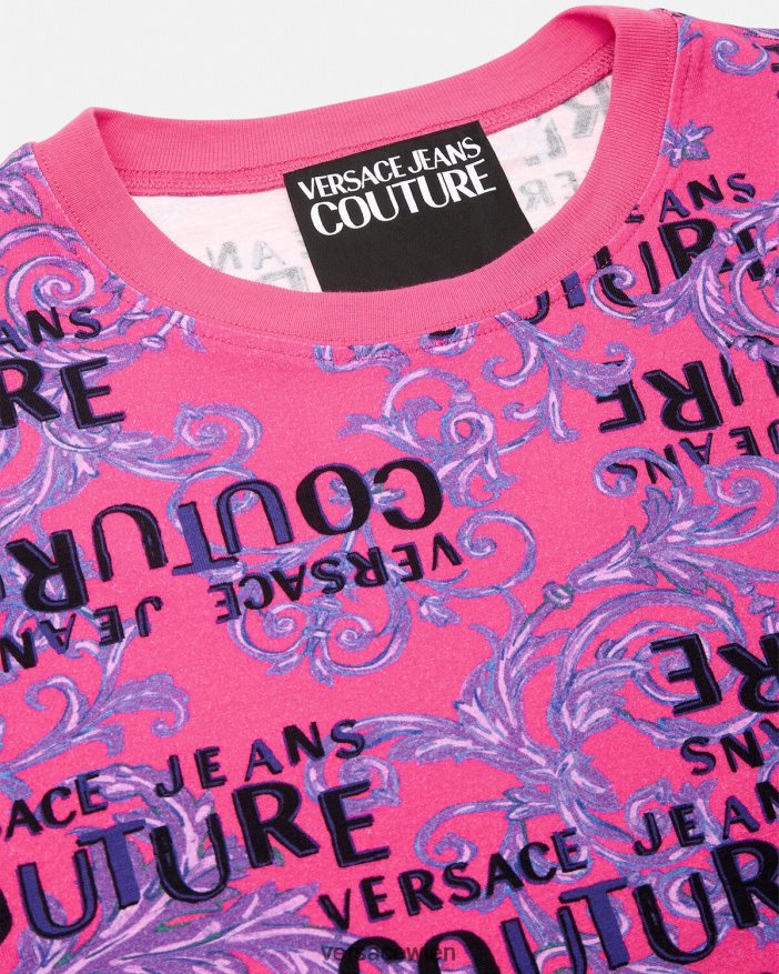 Fuchsie Couture-T-Shirt mit Logo Versace Frauen Kleidung 8N4XJD2221