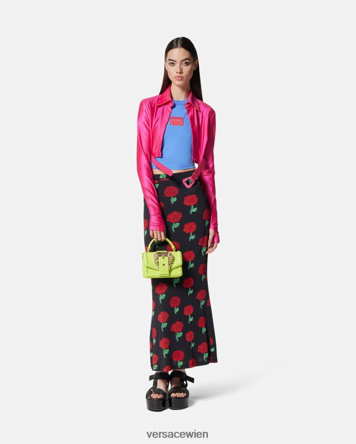 Fuchsie Crop-Shirt mit barocker Schnalle Versace Frauen Kleidung 8N4XJD2218