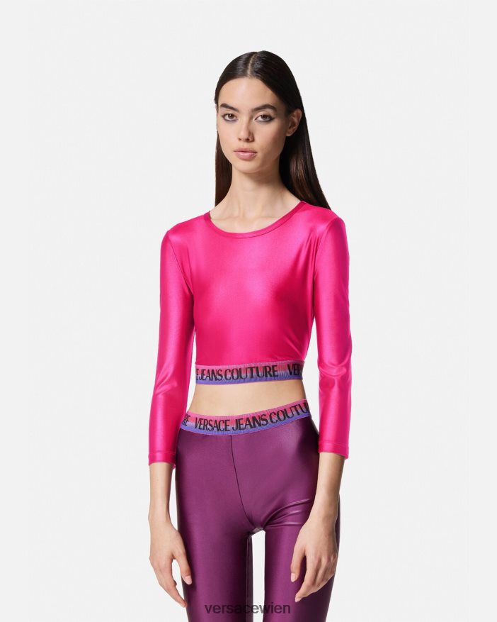 Fuchsie Crop-Top mit Logo Versace Frauen Kleidung 8N4XJD2214