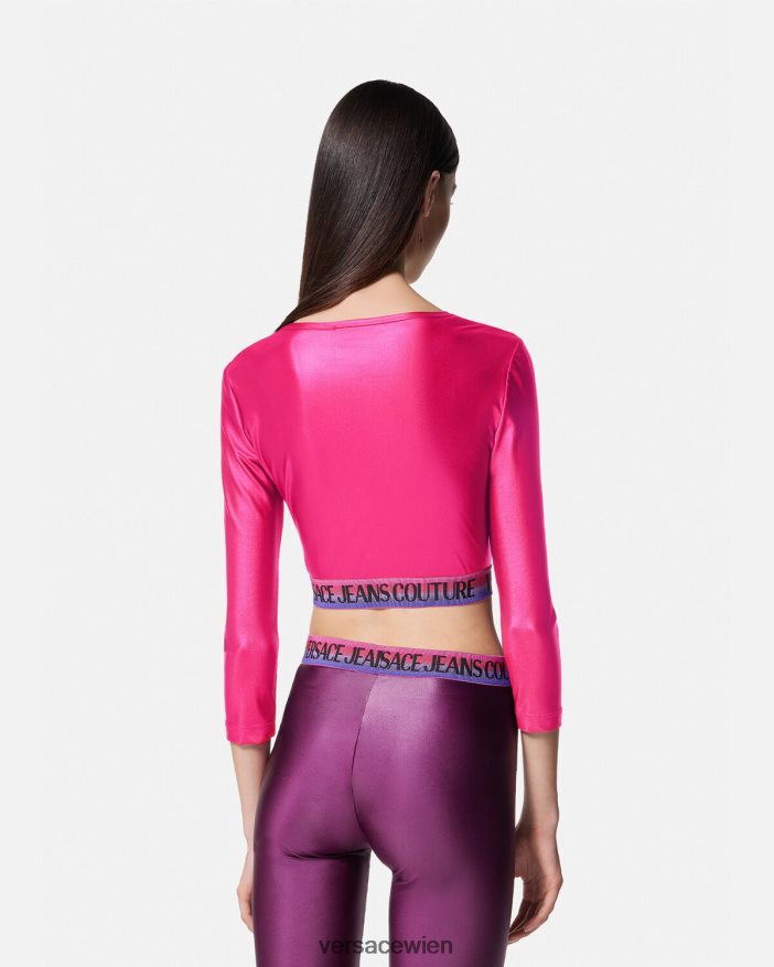 Fuchsie Crop-Top mit Logo Versace Frauen Kleidung 8N4XJD2214