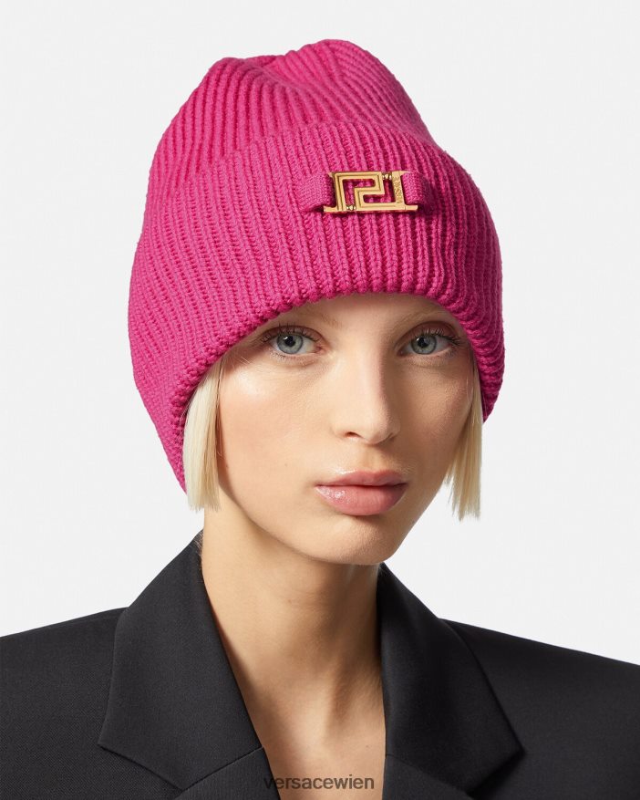 Fuchsie Greca-gerippte Mütze Versace Frauen Zubehör 8N4XJD877