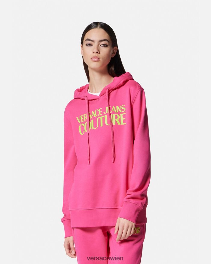 Fuchsie Kapuzenpullover mit Logo Versace Frauen Kleidung 8N4XJD2173