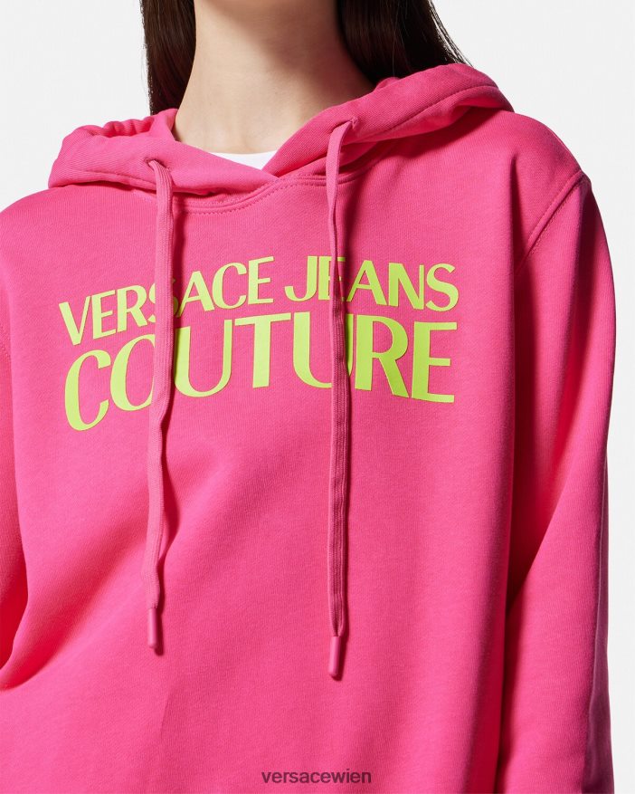 Fuchsie Kapuzenpullover mit Logo Versace Frauen Kleidung 8N4XJD2173