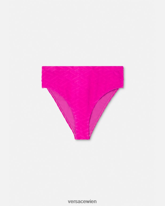 Fuchsie La Greca-Bikini-Slip mit hoher Taille Versace Frauen Unterwäsche und Strandbekleidung 8N4XJD1183