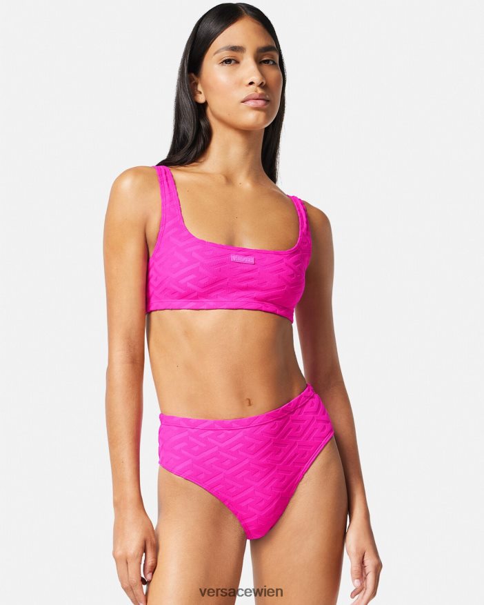 Fuchsie La Greca-Bikini-Slip mit hoher Taille Versace Frauen Unterwäsche und Strandbekleidung 8N4XJD1183