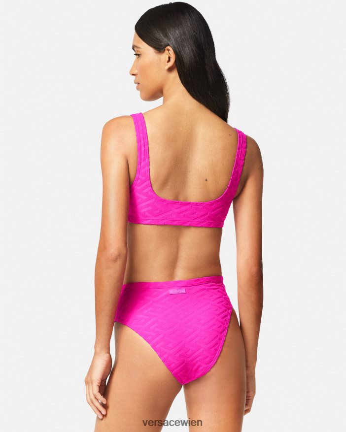 Fuchsie La Greca-Bikini-Slip mit hoher Taille Versace Frauen Unterwäsche und Strandbekleidung 8N4XJD1183