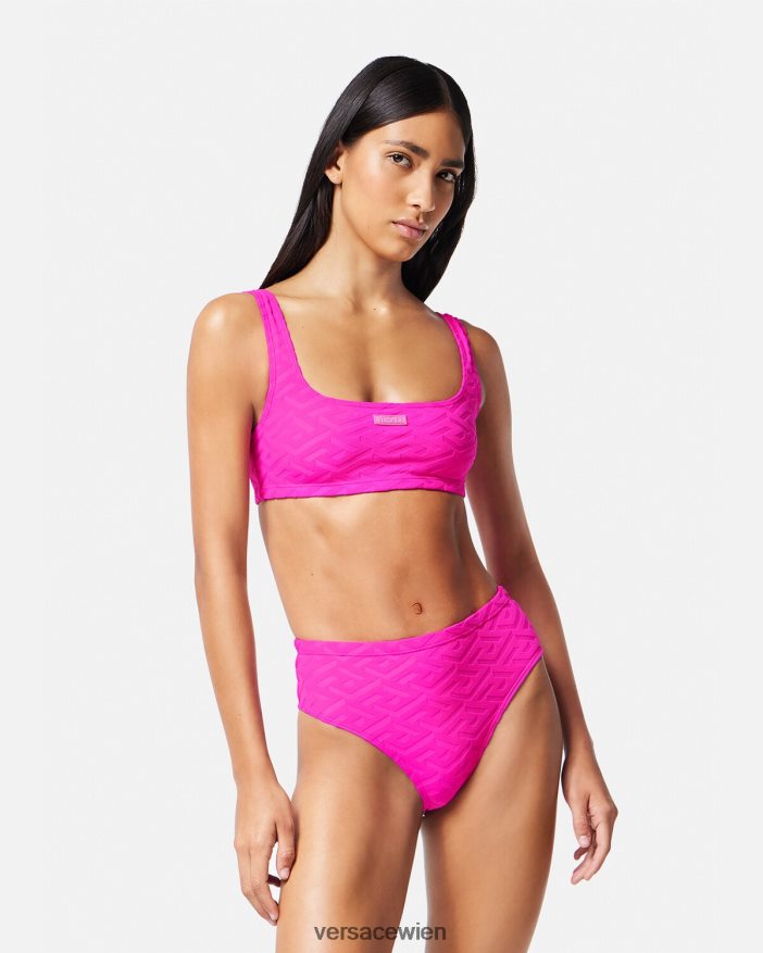 Fuchsie La Greca Handtuch-Bikinioberteil Versace Frauen Unterwäsche und Strandbekleidung 8N4XJD1182