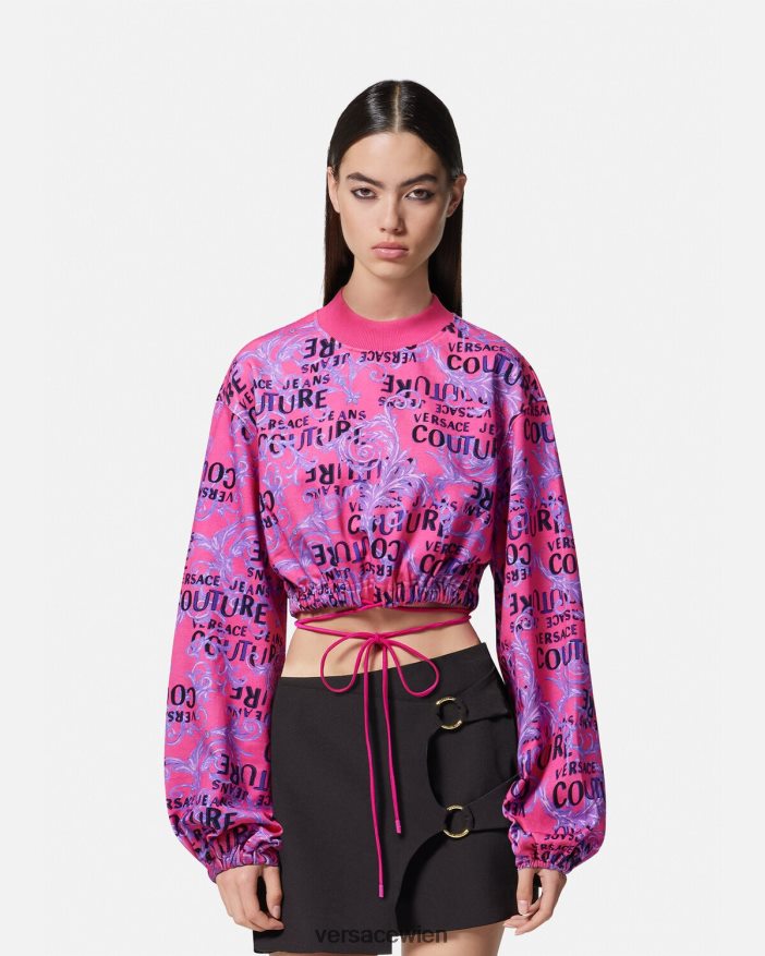 Fuchsie Logo-Couture-Crop-Sweatshirt Versace Frauen Kleidung 8N4XJD2226