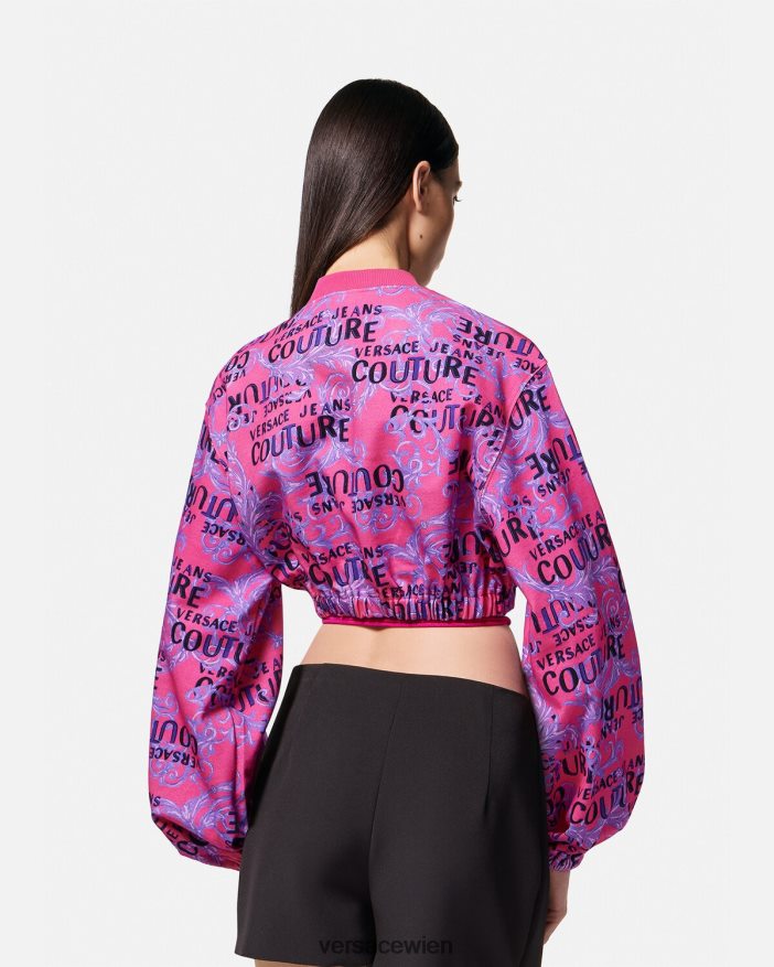 Fuchsie Logo-Couture-Crop-Sweatshirt Versace Frauen Kleidung 8N4XJD2226