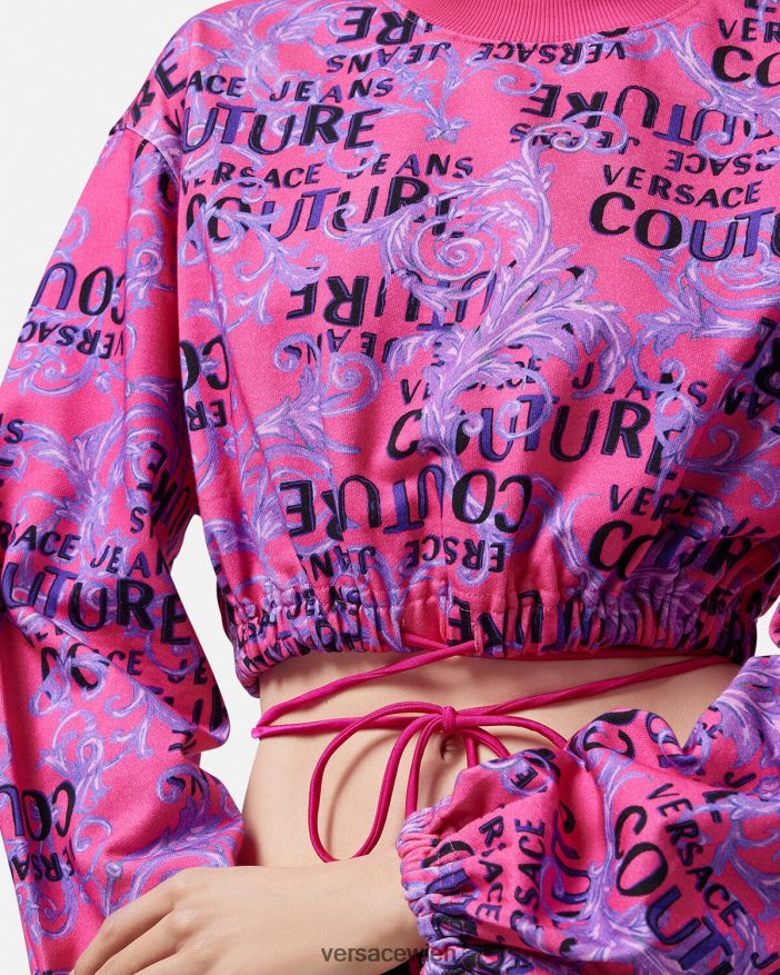 Fuchsie Logo-Couture-Crop-Sweatshirt Versace Frauen Kleidung 8N4XJD2226