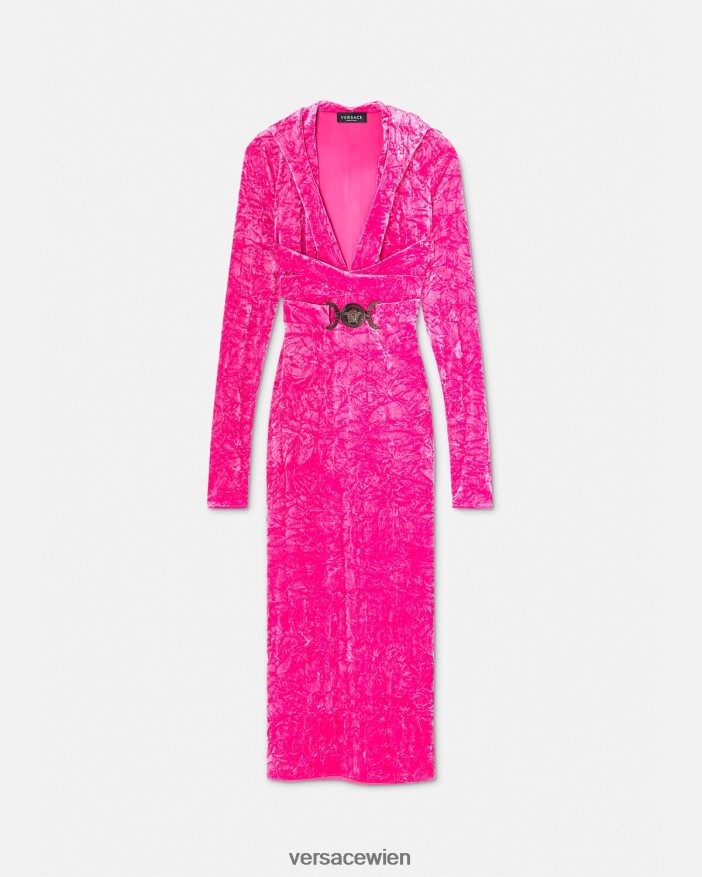 Fuchsie Medusa 95 Samt-Kapuzenkleid Versace Frauen Kleidung 8N4XJD57