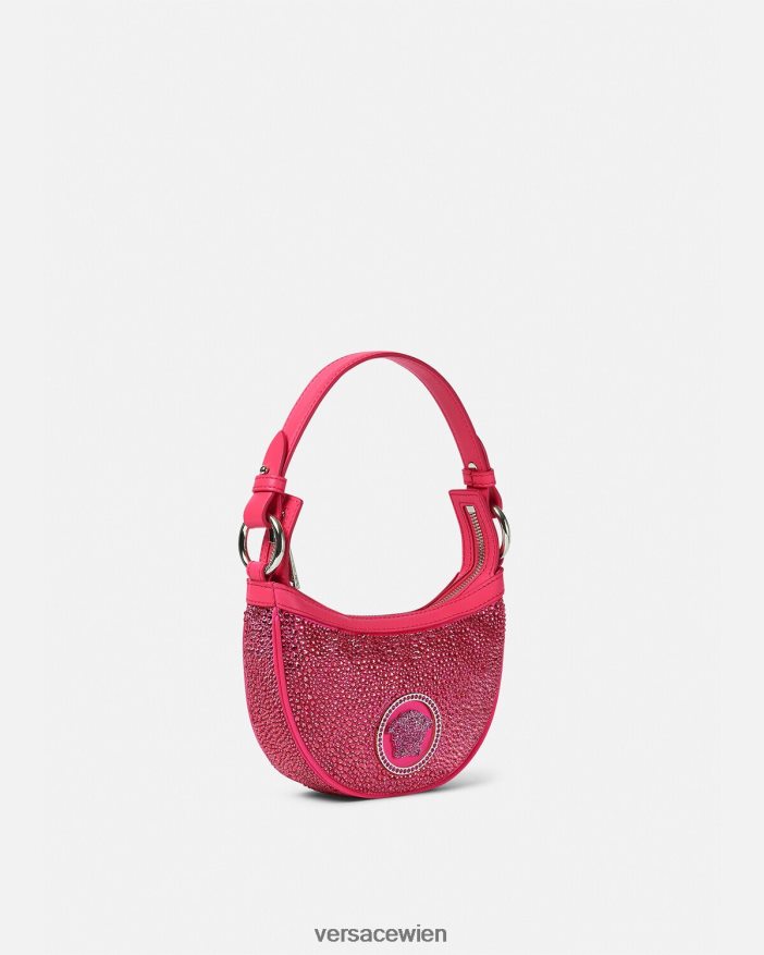 Fuchsie Mini-Hobo-Tasche mit Kristallmuster Versace Frauen Taschen 8N4XJD291