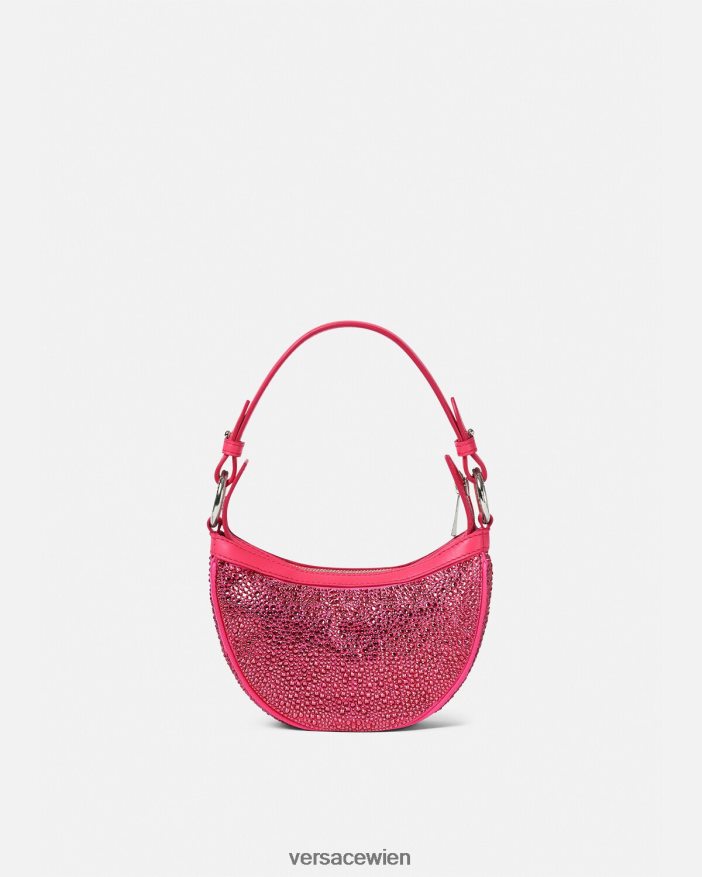 Fuchsie Mini-Hobo-Tasche mit Kristallmuster Versace Frauen Taschen 8N4XJD291