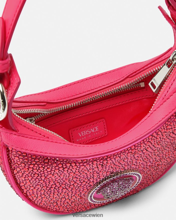 Fuchsie Mini-Hobo-Tasche mit Kristallmuster Versace Frauen Taschen 8N4XJD291