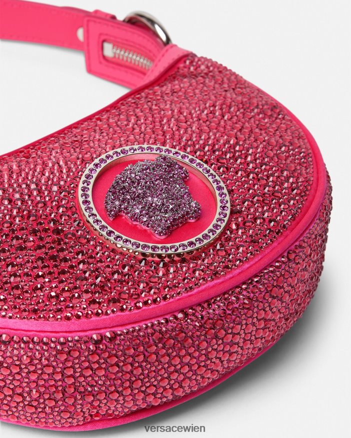 Fuchsie Mini-Hobo-Tasche mit Kristallmuster Versace Frauen Taschen 8N4XJD291