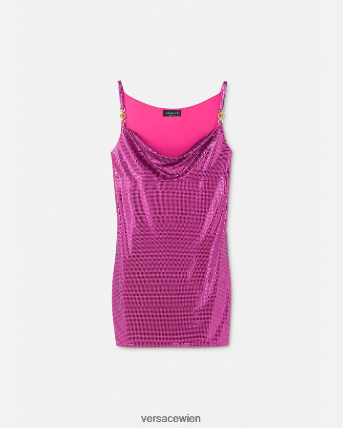 Fuchsie Minikleid mit Medusa 95 aus Metallnetz Versace Frauen Kleidung 8N4XJD63