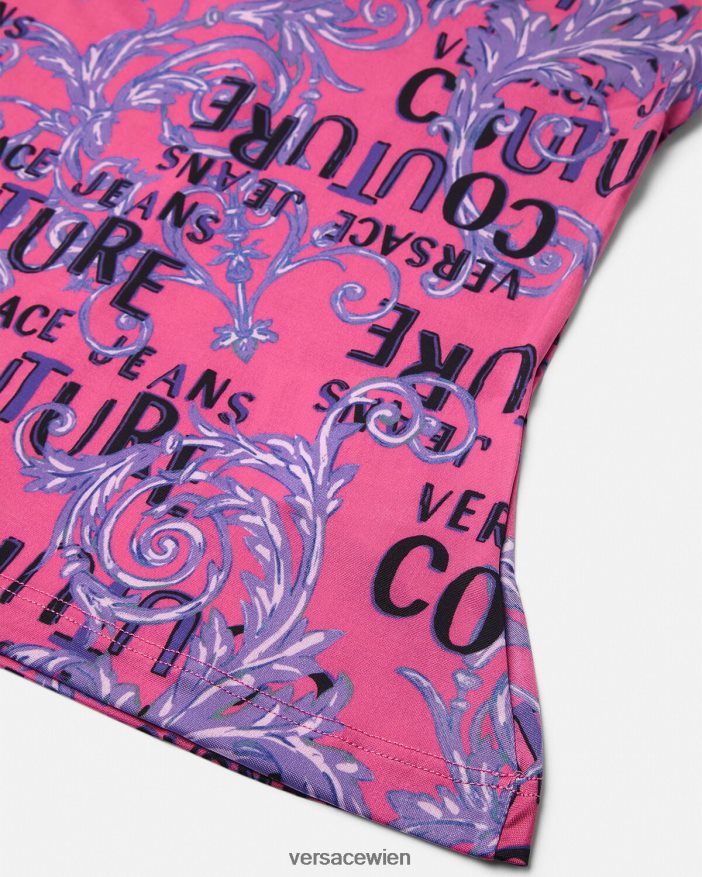 Fuchsie One-Shoulder-Oberteil mit Logo-Couture-Ausschnitt Versace Frauen Kleidung 8N4XJD2204
