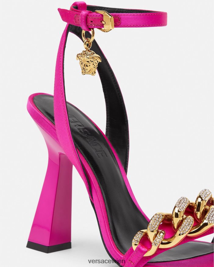 Fuchsie Sandaletten mit Medusa-Kette und hohem Absatz Versace Frauen Schuh 8N4XJD462