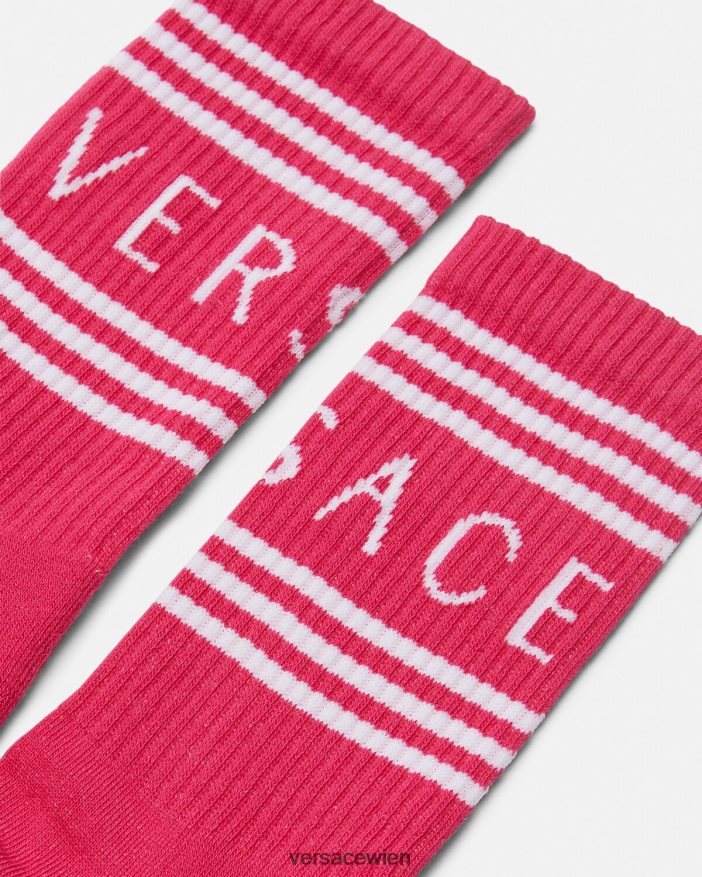 Fuchsie Socken mit 90er-Jahre-Vintage-Logo Versace Frauen Unterwäsche und Strandbekleidung 8N4XJD1106