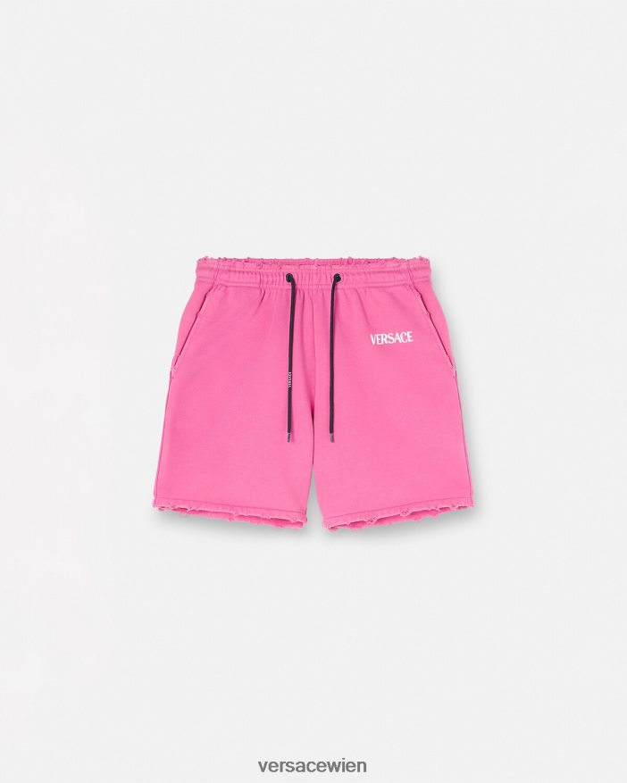 Fuchsie Sweatshorts mit Distressed-Logo und Logo Versace Frauen Kleidung 8N4XJD219