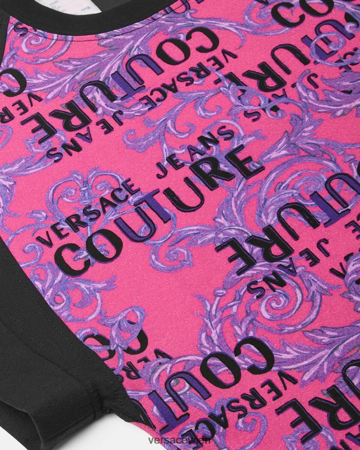 Fuchsie T-Shirt mit Logo-Couture-Bodysuit Versace Frauen Kleidung 8N4XJD2209