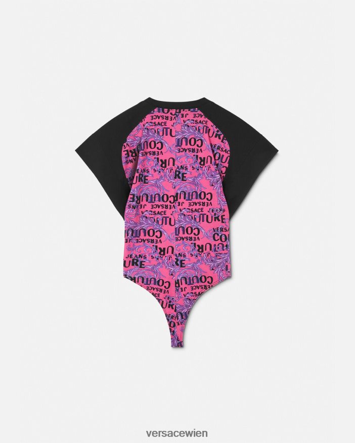 Fuchsie T-Shirt mit Logo-Couture-Bodysuit Versace Frauen Kleidung 8N4XJD2209