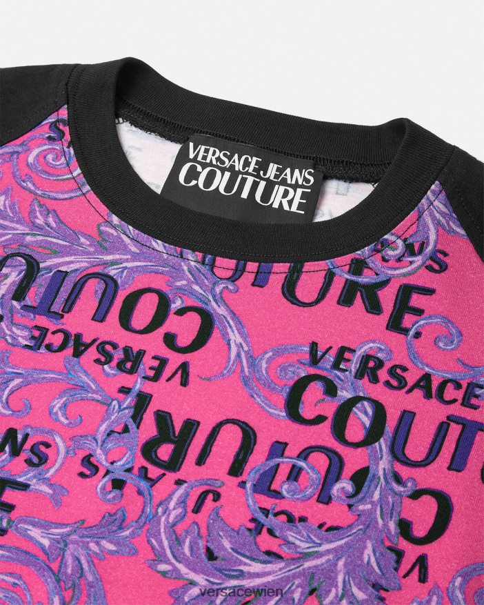 Fuchsie T-Shirt mit Logo-Couture-Bodysuit Versace Frauen Kleidung 8N4XJD2209