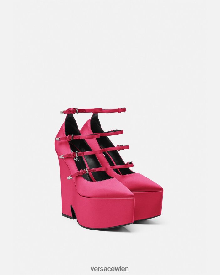 Fuchsie Tempest-Plateaupumps aus Satin Versace Frauen Schuh 8N4XJD495