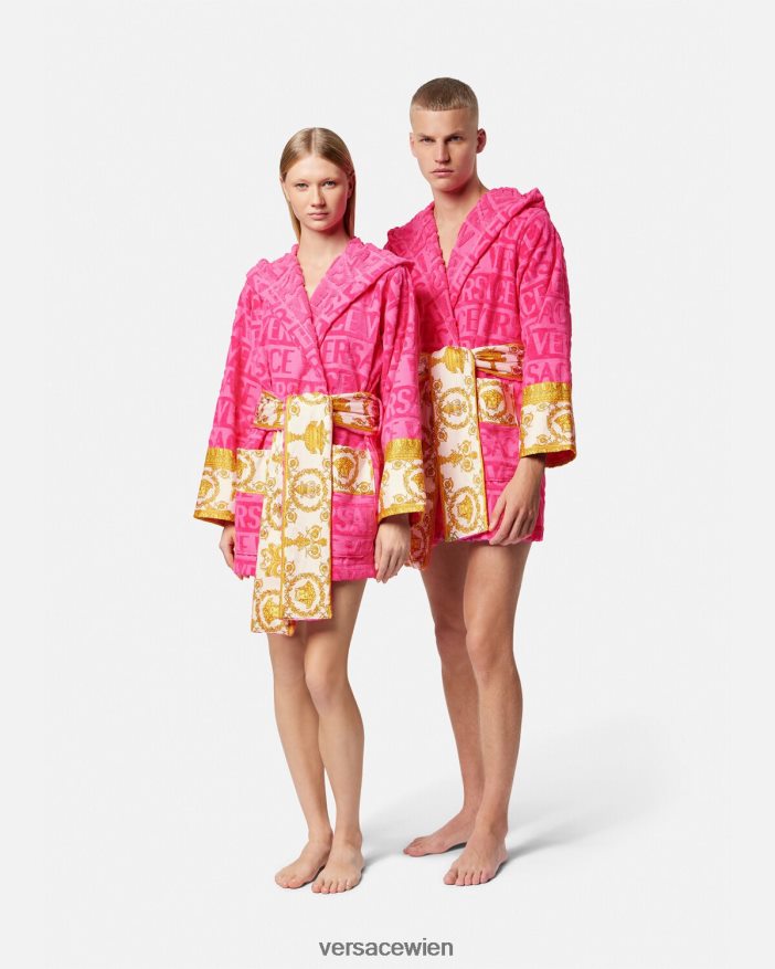 Fuchsie allover kurzer Bademantel Versace Frauen Unterwäsche und Strandbekleidung 8N4XJD1093