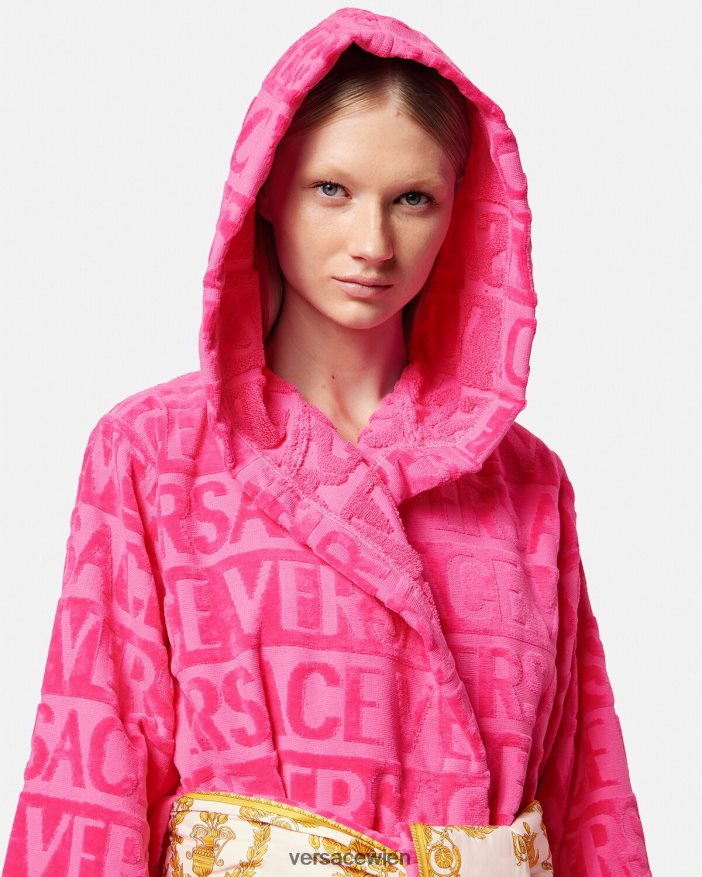 Fuchsie allover kurzer Bademantel Versace Frauen Unterwäsche und Strandbekleidung 8N4XJD1093