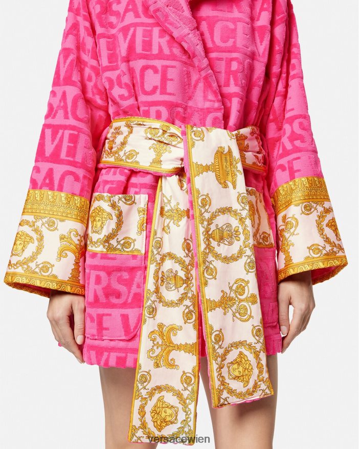 Fuchsie allover kurzer Bademantel Versace Frauen Unterwäsche und Strandbekleidung 8N4XJD1093