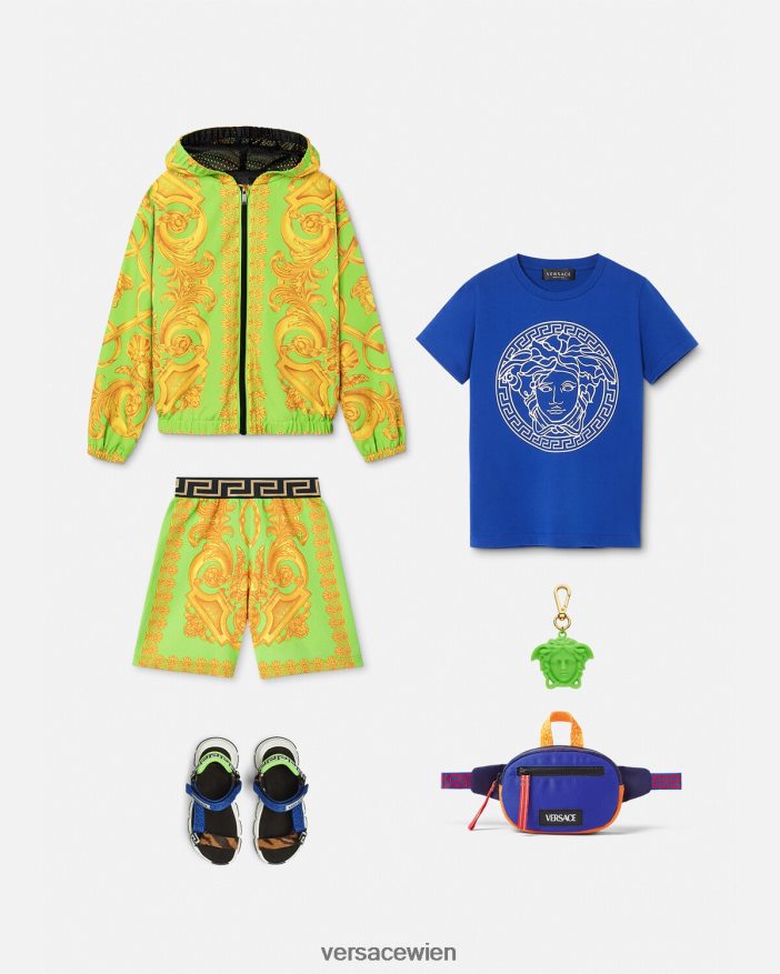 Gold  Grün Barocco 660 Windjacke Versace Kinder Kleidung 8N4XJD2109