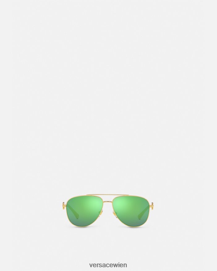Gold  Grün Medusa-Pilotensonnenbrille Versace Kinder Zubehör 8N4XJD2059