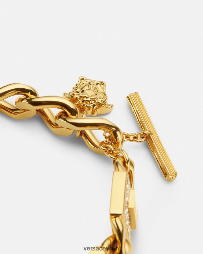 Gold Armband mit Kristallfliesen Versace Frauen Zubehör 8N4XJD811