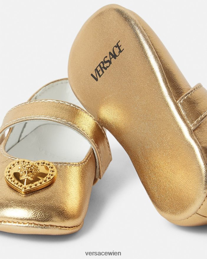 Gold Baby-Ballerinas mit Herz-Medusa Versace Kinder Schuh 8N4XJD1847