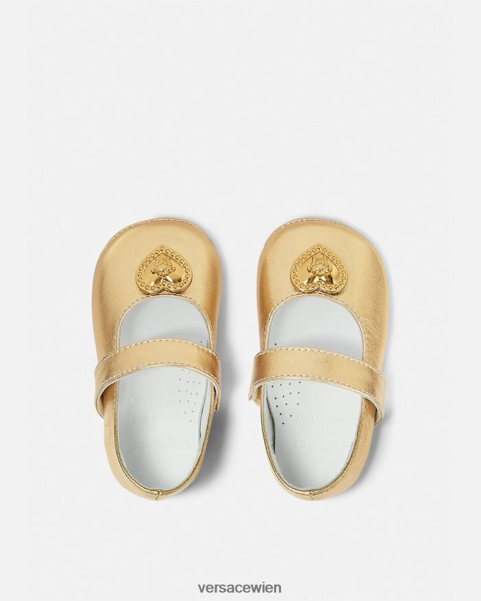 Gold Baby-Ballerinas mit Herz-Medusa Versace Kinder Schuh 8N4XJD1847
