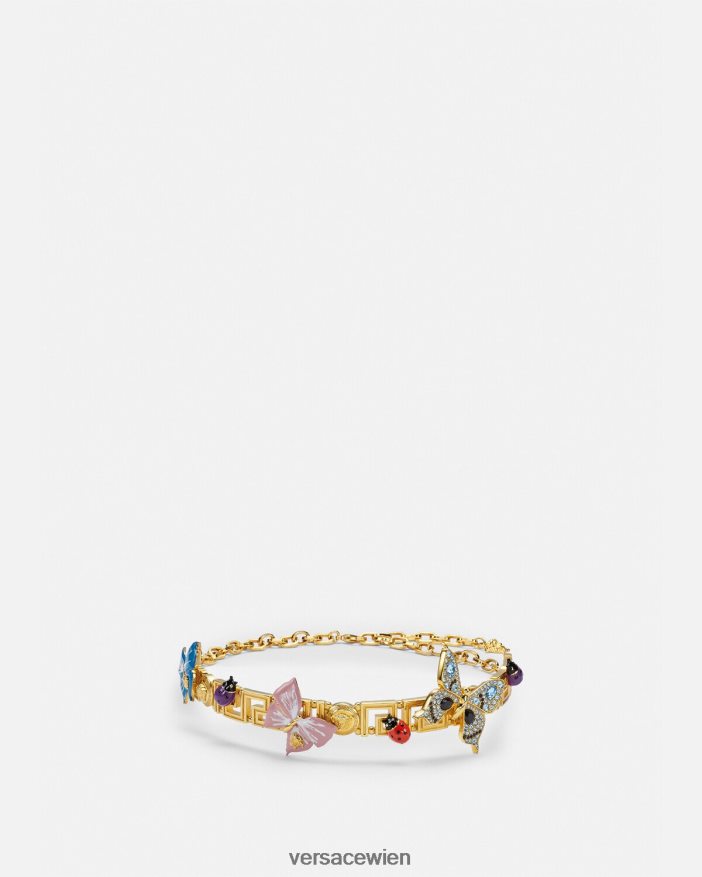 Gold Greca-Halsband mit Kristallschmetterlingen Versace Frauen Zubehör 8N4XJD716