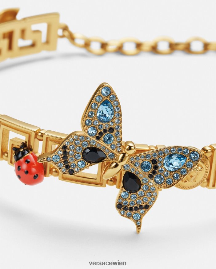 Gold Greca-Halsband mit Kristallschmetterlingen Versace Frauen Zubehör 8N4XJD716