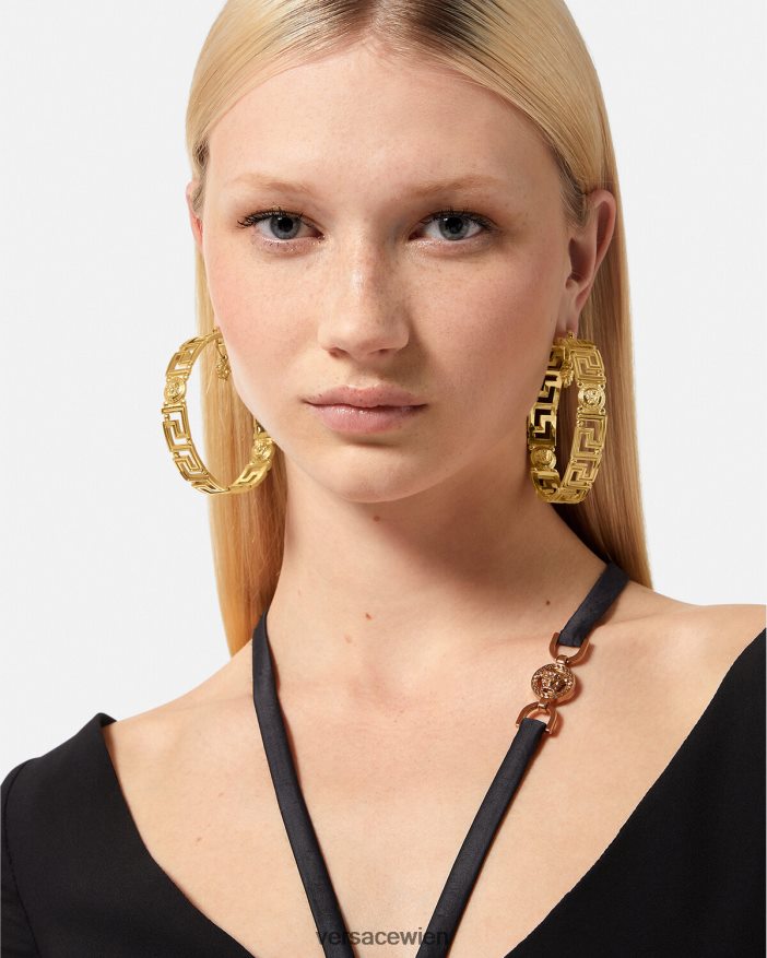 Gold Kreolen mit Medusa-Greca-Motiv Versace Frauen Zubehör 8N4XJD832