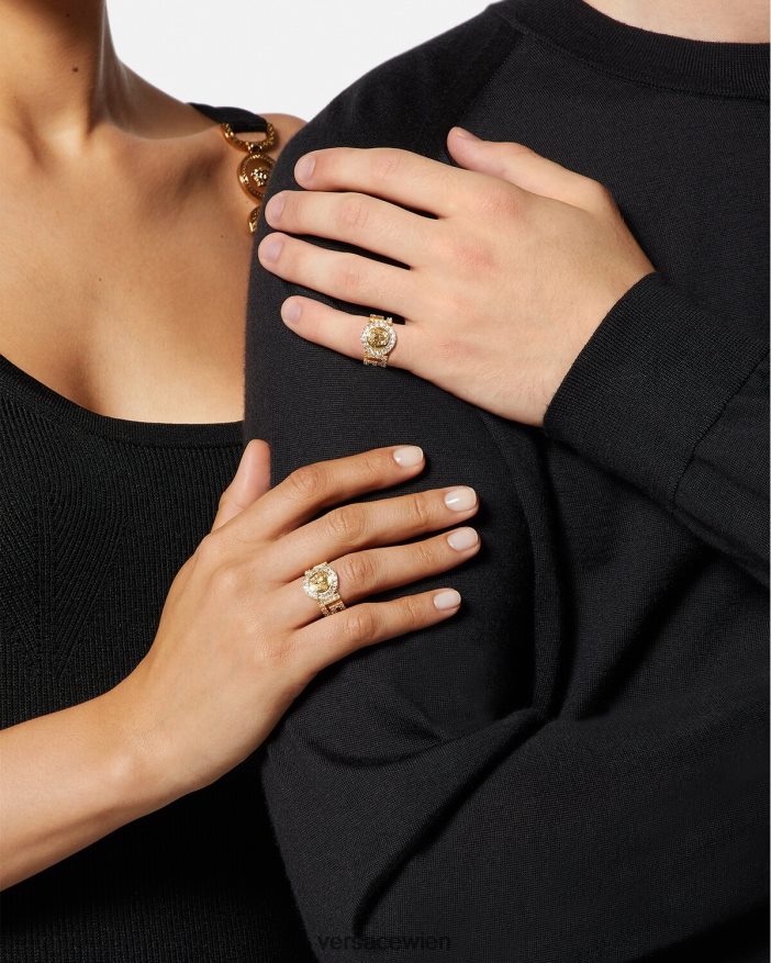 Gold Kristall-La-Medusa-Ring Versace Frauen Zubehör 8N4XJD789