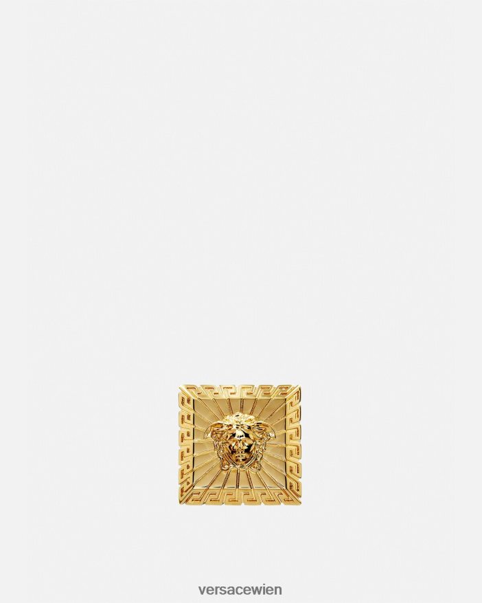 Gold Quadratischer Ring mit Medusa Versace Männer Zubehör 8N4XJD1691
