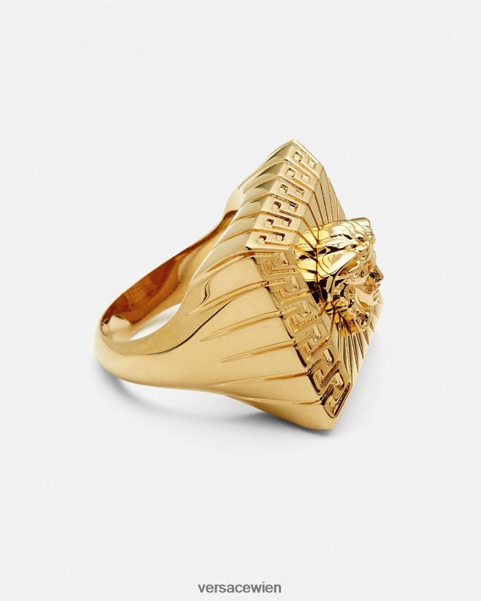 Gold Quadratischer Ring mit Medusa Versace Männer Zubehör 8N4XJD1691