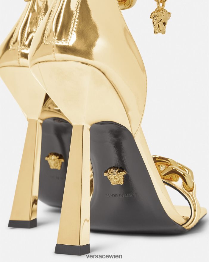 Gold Sandalen mit Medusa-Metallkette Versace Frauen Schuh 8N4XJD447