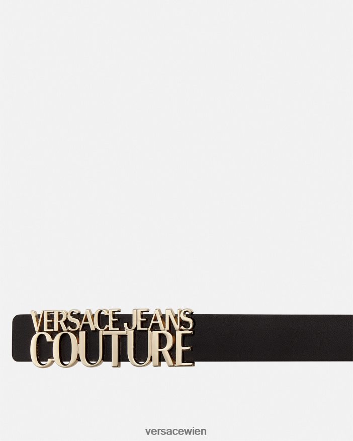 Gold und Schwarz Gürtel mit Logo-Schriftzug Versace Männer Zubehör 8N4XJD2477