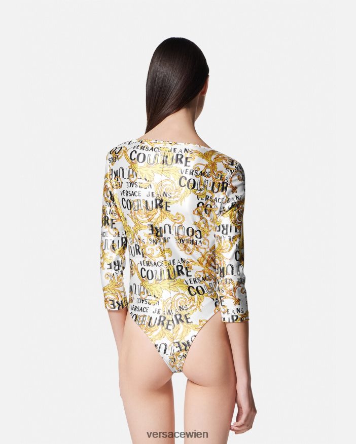 Gold und Weiß Couture-Body mit Logo Versace Frauen Kleidung 8N4XJD2210