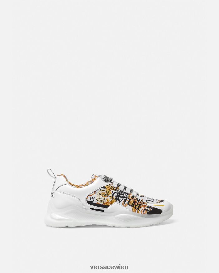 Gold und Weiß Couture-Sneaker mit Levion-Logo Versace Männer Schuh 8N4XJD2456