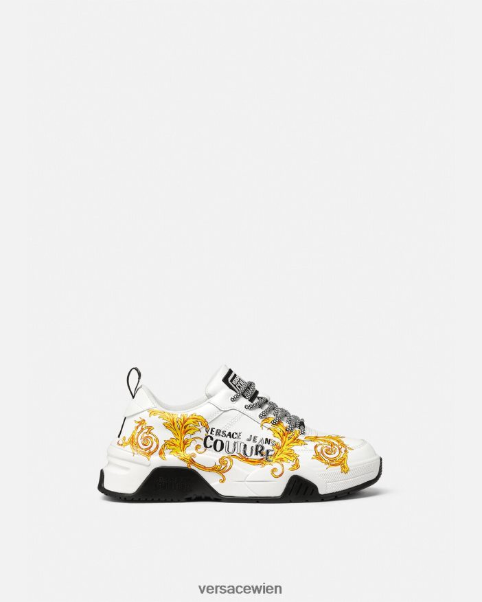 Gold und Weiß Couture-Sneaker mit Stargaze-Logo Versace Männer Schuh 8N4XJD2461